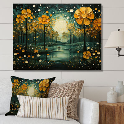 «Yellow Green Plants Enchanted Forest IV», reproduction d'art sur toile