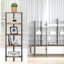 Rustic Wooden 5 Tier Bookcase Corner Bookshelf 115cm Shelving Unit Storage Shelves Freestanding