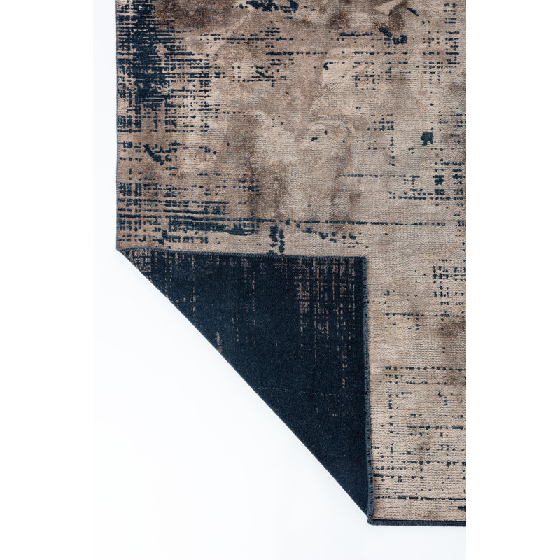 Rapture Tan/Black Abstract Luxury Area Rug, Rectangle 7'10" x 9'10"