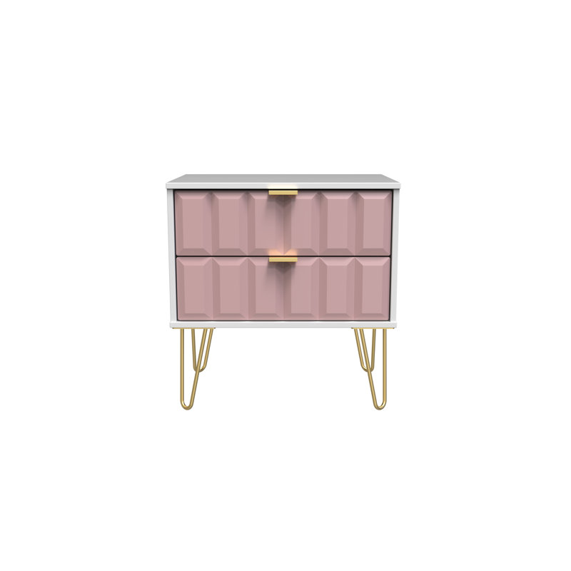 Allem 2 Drawer Midi Chest (Ready Assembled), Kobe Pink/White
