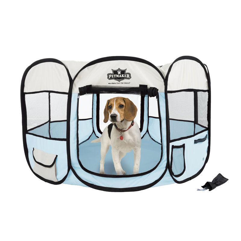 Parc pour animaux PETMAker, enclos pour chiots et petits chiens pliables d'intérieur et d'extérieur avec panneaux en filet, plateau à fermeture à glissière, sac de transport, cage de voyage légère pour le camping