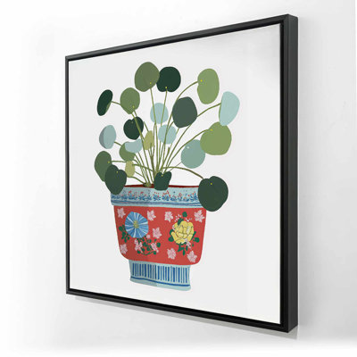 Peperomia Still Life Canvas - White Framed Home Decor Art