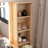 43.5 Inch Fluted Makeup Vanity Desk With Mirror, Lights, And Charging Station, Modern Glass Top With 10 Drawers And 2 Transparent Cabinets, Oak-1023729382