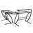 Braycen L-Shaped Glass Top Metal Base Writing Desk