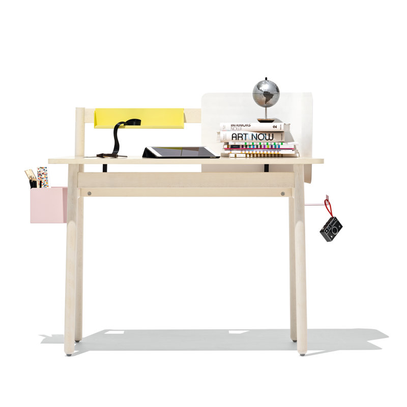 Ens Desk with Wooden Top, Bleached Beech, Bleached Beech