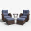 Layinsun 5 Pieces Outdoor Patio Furniture Set, Rattan Wicker Swivel Chair With Ottoman-1101822839-1101822836