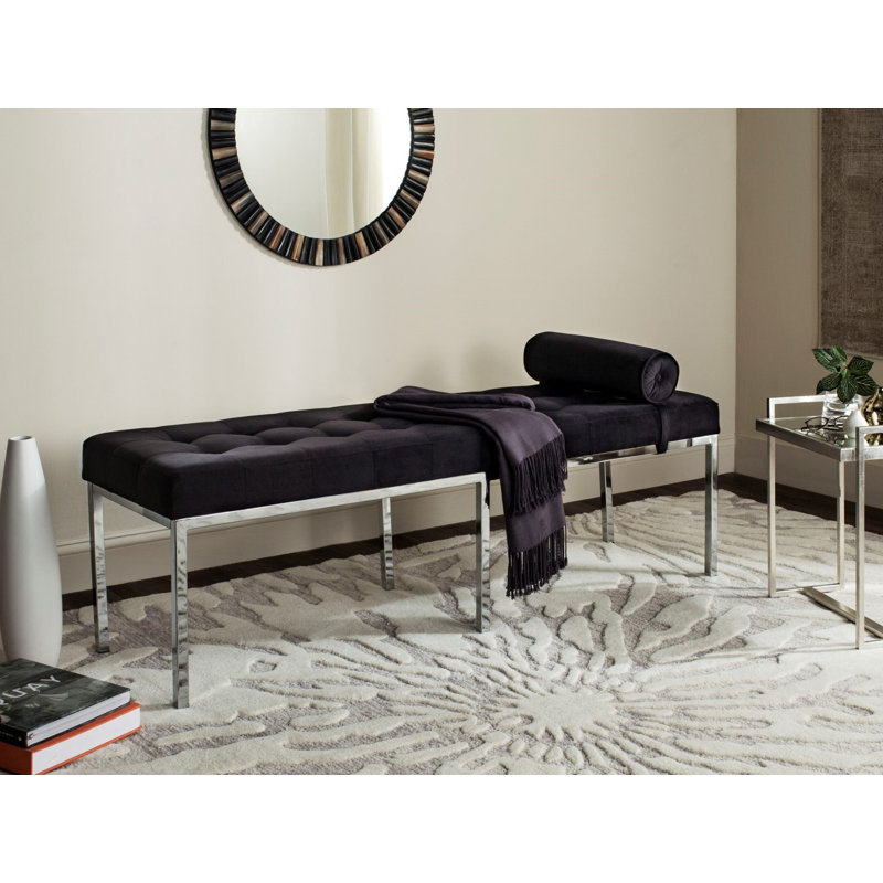 Banc avec revêtement, Velours noir