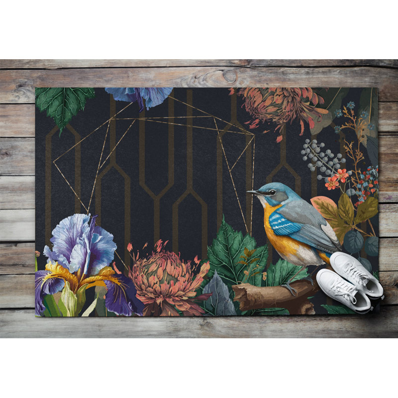 Non-Slip Floral Outdoor Doormat