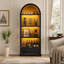 Vitrine cintrée de style ferme moderne avec éclairage DEL et tiroirs pour des besoins de rangement polyvalents à la maison-2144095074