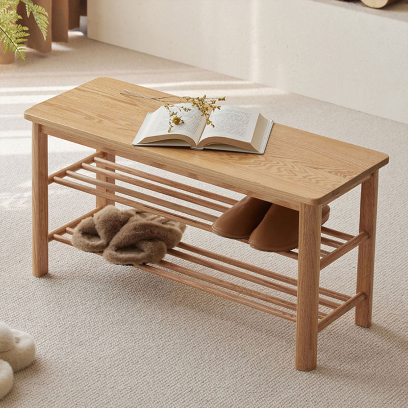 Banc en bois massif Burlywood, H 16,34 po x l 23,62 po x P 11,81 po