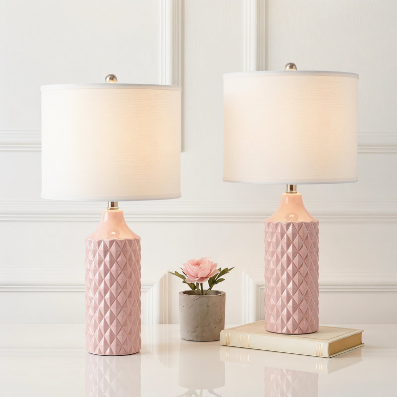 Creight Ceramic Table Lamp, Pink
