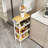 Slim Rolling Cart, 4-Tier Storage Cart, Narrow Cart With Handle, 8.7 Inches Deep, Metal Frame, For Kitchen, Dining Room, Living Room, Home Office, Oak Beige And White ULRC033W09-106296386-106296387