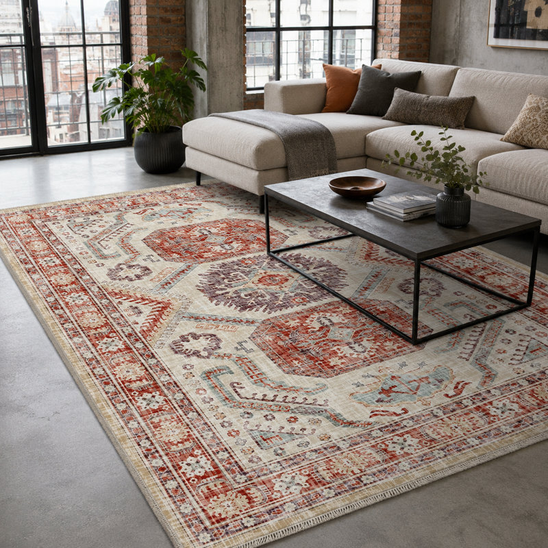 Vintage Look Cotton and Chenille Flatweave Area Rug, 80 x 150 cm