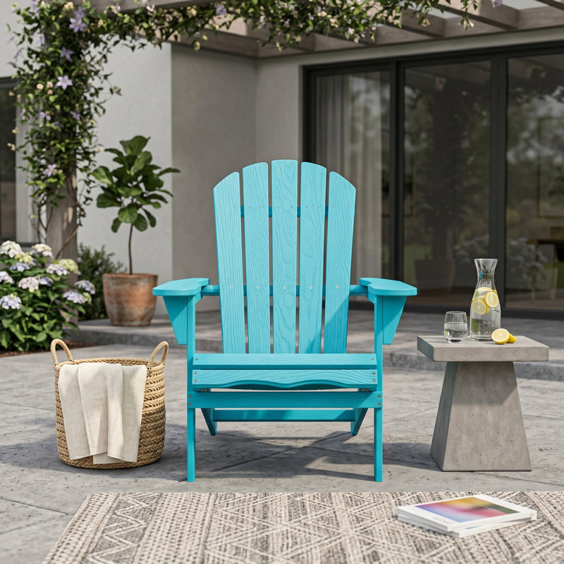 Chaise Adirondack pliante en bois massif turquoise 31 x 28 x 36, Turquoise Blue
