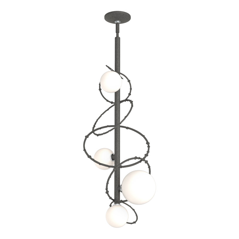 Luminaire suspendu Olympus - verre opale, Fer naturel
