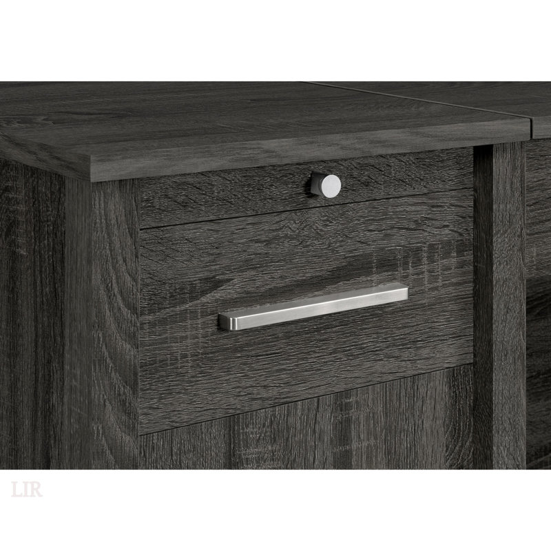Rayna Weathered Grey 4-Drawer Office Desk With Lift Top And Ample Storage, Perfect For Modern Workspaces, Gray