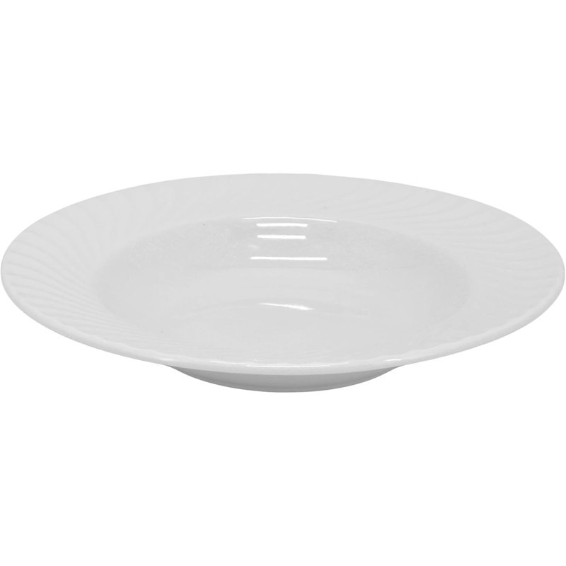 Service de table en porcelaine 16 pièces, ensemble de vaisselle à double cuve festonnée pour 4 personnes, va au micro-ondes et au lave-vaisselle, blanc