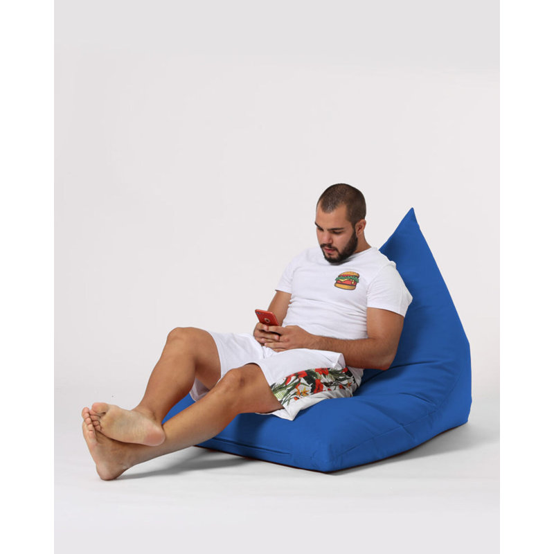 Premium Garden Bean Bag Chair, Solid Blue, 57.1 x 13.8 x 35.4 inches | 100% Waterproof Polyester, 100% Original Bead Styrofoam | Maximum Weight Capacity: 440 lbs | Hidden Double Zipper System, Perfect for Outdoor Relaxation