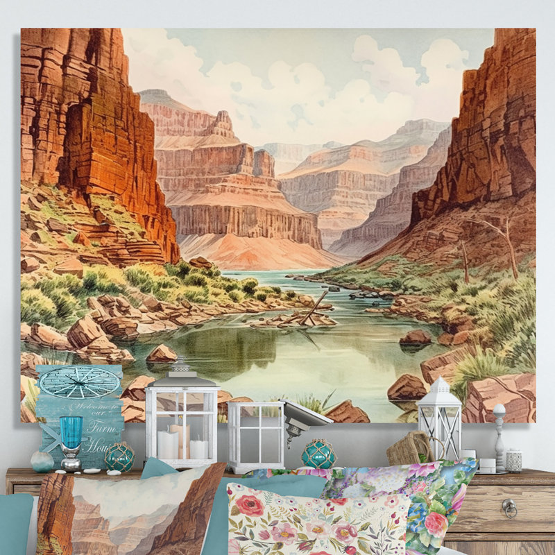 Paysage de canyon sur toile, H 24 po x l 32 po x P 1 po, Toile tendue