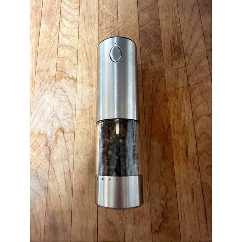 Moulin à sel et poivre électrique rechargeable USB-C, 110 ml, en acier inoxydable avec lumière LED.