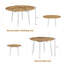 Table de salle à manger ronde extensible en panneau de fibres à densité moyenne pour 4-6, plateau en grain de bois brun avec pieds en acier argenté froid