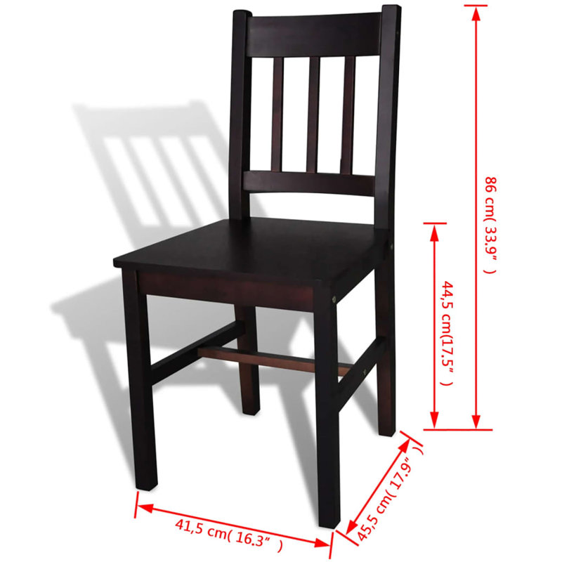 Dining Chairs Accent Chair with Curved Slat Back for Kitchen Pinewood, Brown, 4