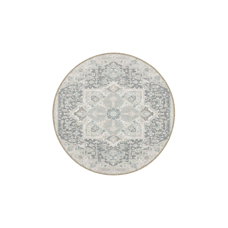 Framed Starry Gray Patterned Washable Woven Base Carpet, Rectangle 2'4" x 4'