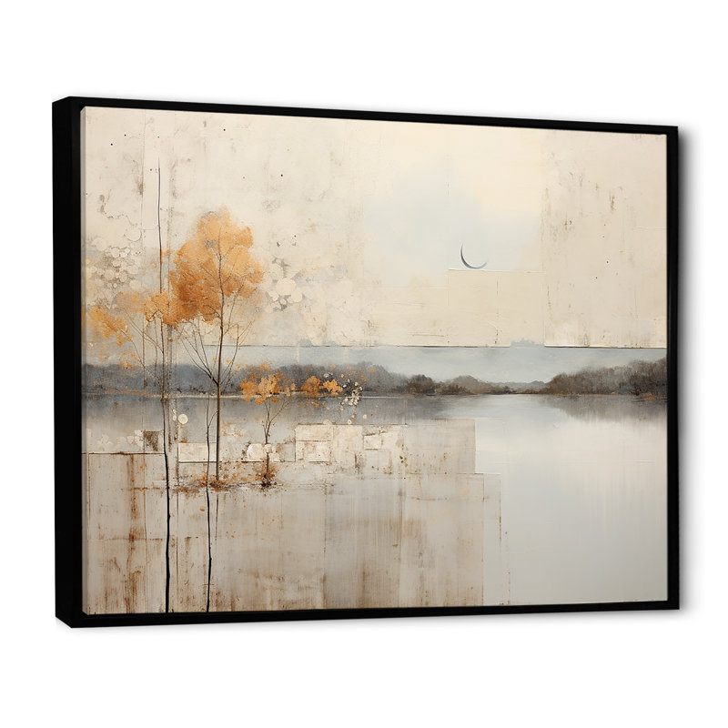 «Lakehouse Foilage Solitude I», reproduction sur toile, Cadre flottant noir, H 24 po x l 32 po x P 1 po