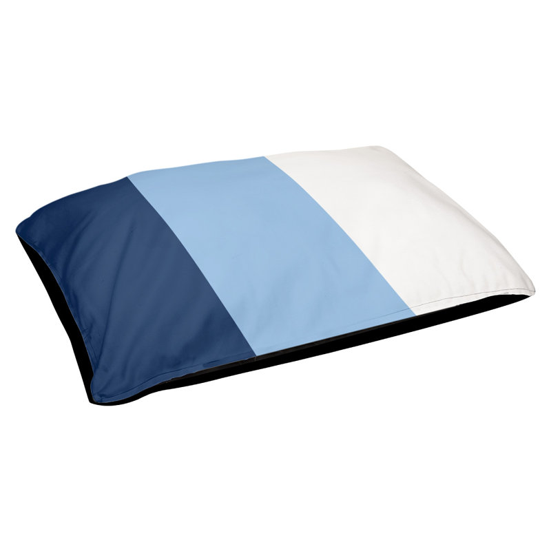 Coussin rectangulaire designer Tampa Bay, Grand (L 40 po x l 50 po), Bleu marine / bleu clair / blanc