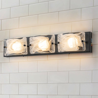 Barre de salle de bain à DEL noire 3CCT noire mat moderne