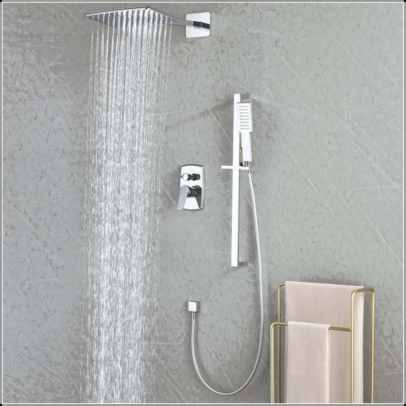 Wall Mounted Waterfall Rain Shower System with 3 Body Sprays and Handheld