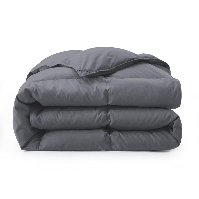  Soft All Season Down Fiber and Feather Fiber Duvet Insert for Year Round Comfort, Queen Down Comforter, Gray