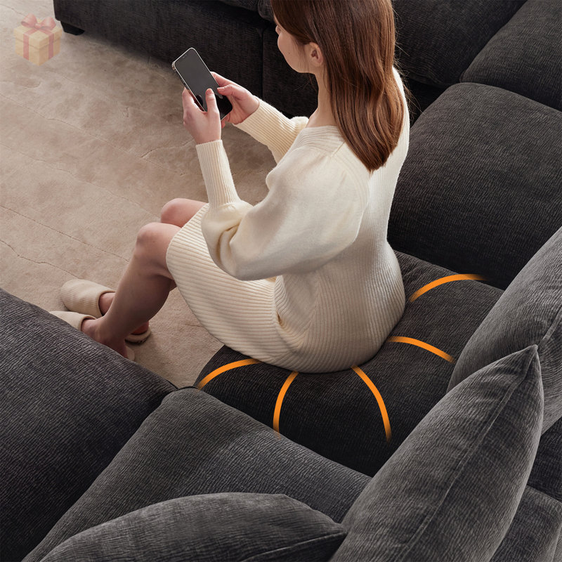 Canapé modulaire en chenille avec assise personnalisable, structure durable et coussins en mousse haute densité confortables