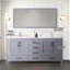 Gris foncé foncé de 72 po L x P 22 po. Meuble-lavabo double avec surface en quartz blanc, robinet et miroir de 28 po - Résistant aux taches-2027741662
