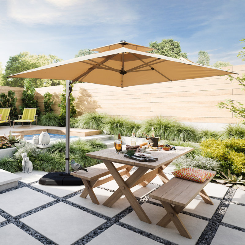 Parasol en porte-à-faux inclinable en aluminium 9 pi avec mât central en aluminium (base non incluse)