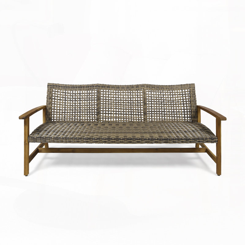 75.25"L Patio Rattan Sofa, Gray/Natural
