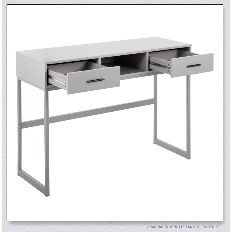 Console contemporaine en métal et bois, Gris