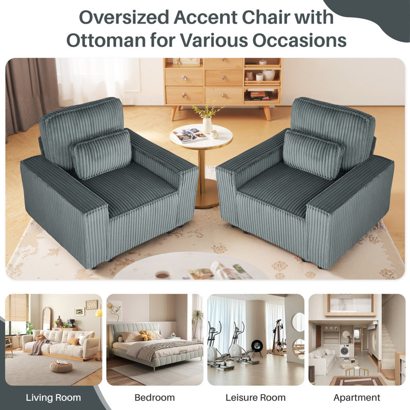 Fauteuil d'appoint Langsa, Tissu gris foncé