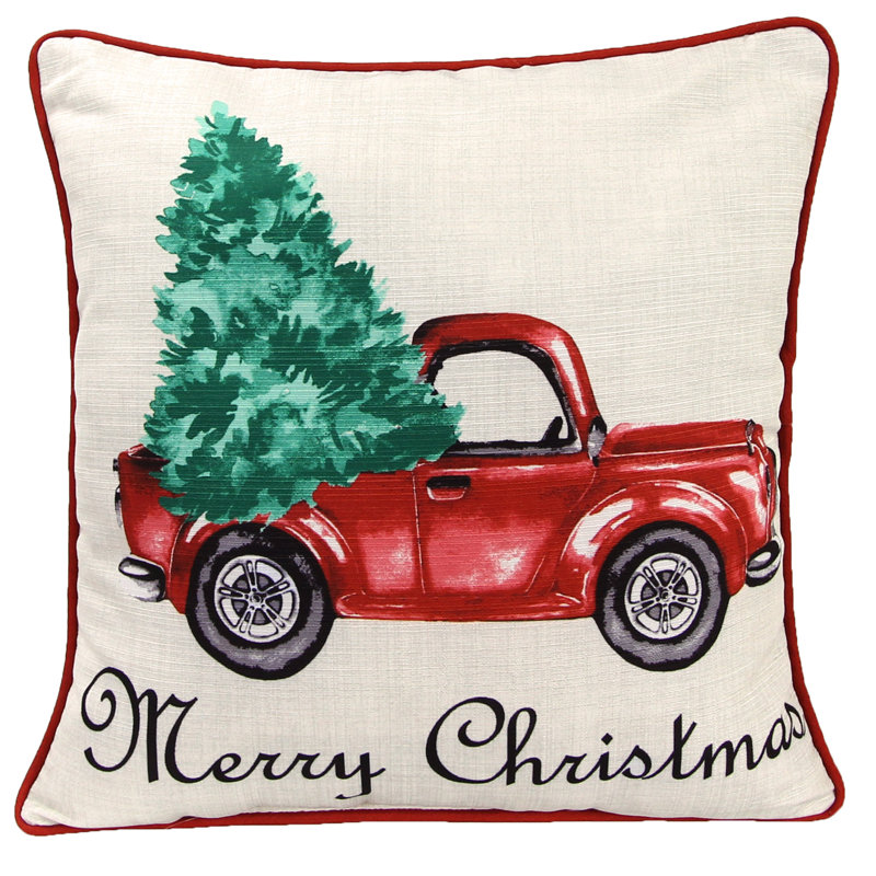 18" x 18" Indoor Throw Pillow, Merry Christmas Truck