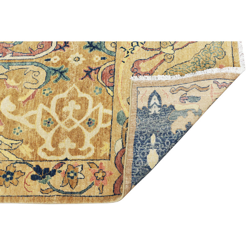 Hand Knotted Wool Oriental Area Rug in Camel, Rectangle 8' x 10'