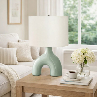 Lighting, 25"h, Table Lamp, Ceramic, Ivory / Cream Shade, Contemporary, Modern