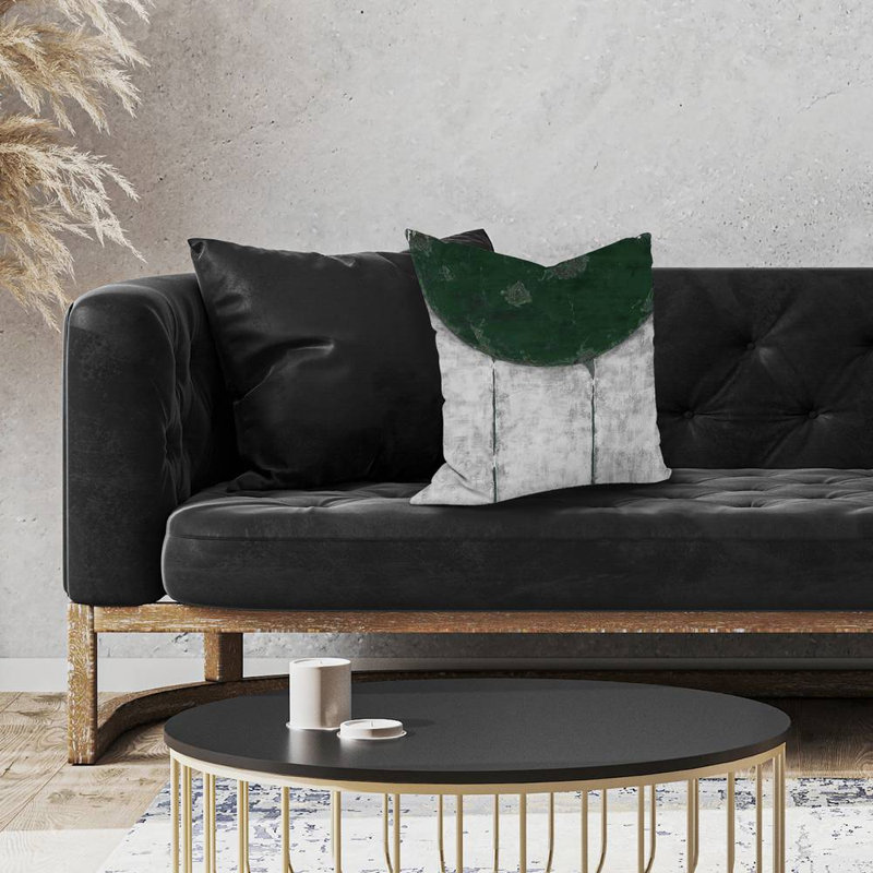 Green half circle - 18"x18" Throw pillow - Poly twill - Print on demand
