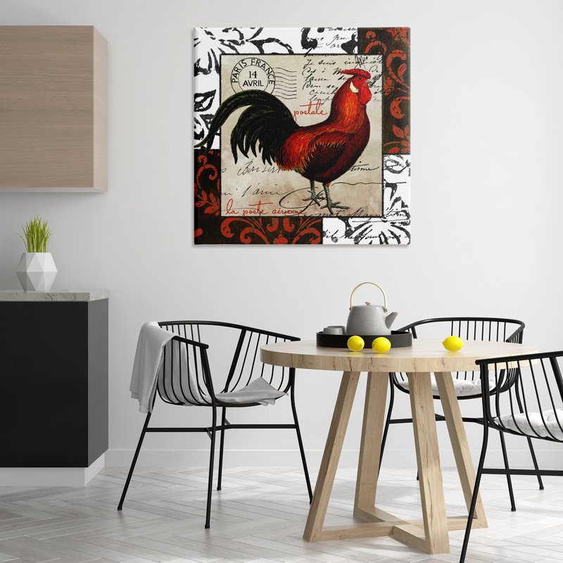 Art mural coq et coq rétro par Sasha, H 36 po x l 36 po