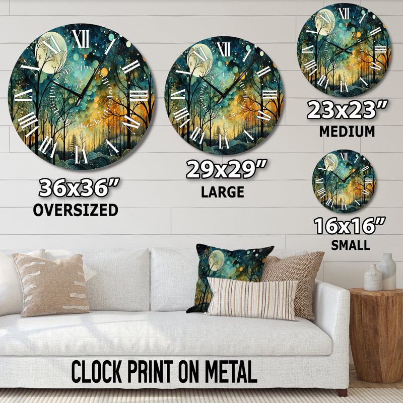 Horloge murale Enchanted Forest - Abstract Collages, Grand