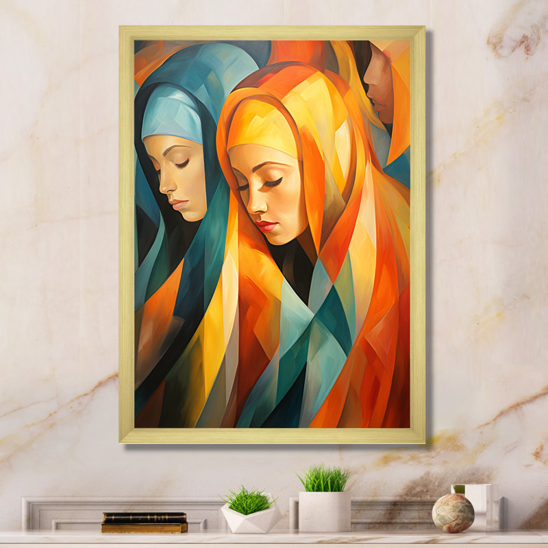 Jaune et orange, art de la prière de l'Islam, art mural 3, Cadre photo doré simple, H 40 po x l 30 po x P 1,5 po