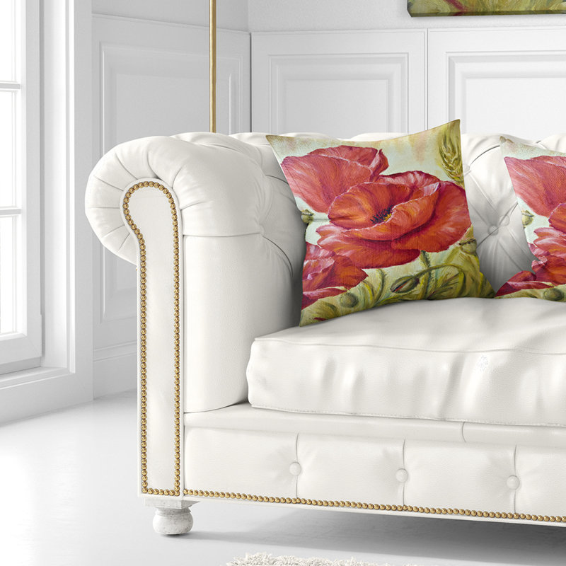 Coussin Poppies in Wheat, Carré, 16 po x 16 po