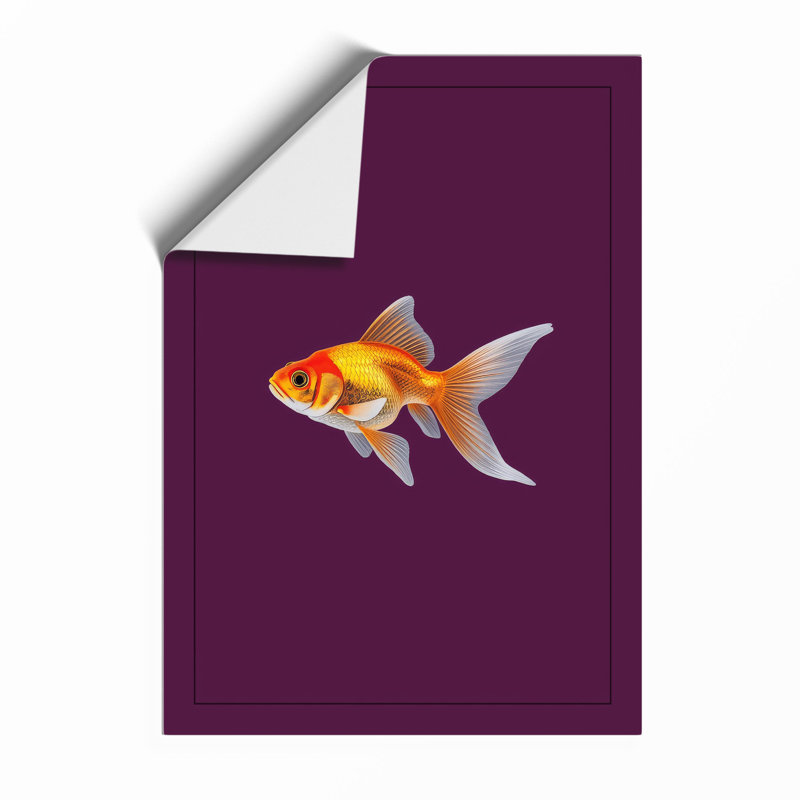 Swimming Goldfish Minimalist - Framed Print, Unframed, A2 - 59.4 x 42.0 cm