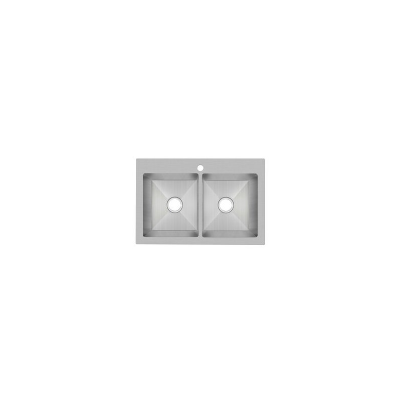 33'' L Undermount Double Bowl Stainless Steel Kitchen Sink, 1