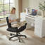 Fauteuil de bureau à dossier moyen en similicuir à pattes croisées, fauteuil de bureau résistant aux égratignures avec accoudoirs réglables et fonction d'inclinaison relevable, fauteuil de direction pivotant à roulettes avec poches de rangement latérales-117671836-130973135