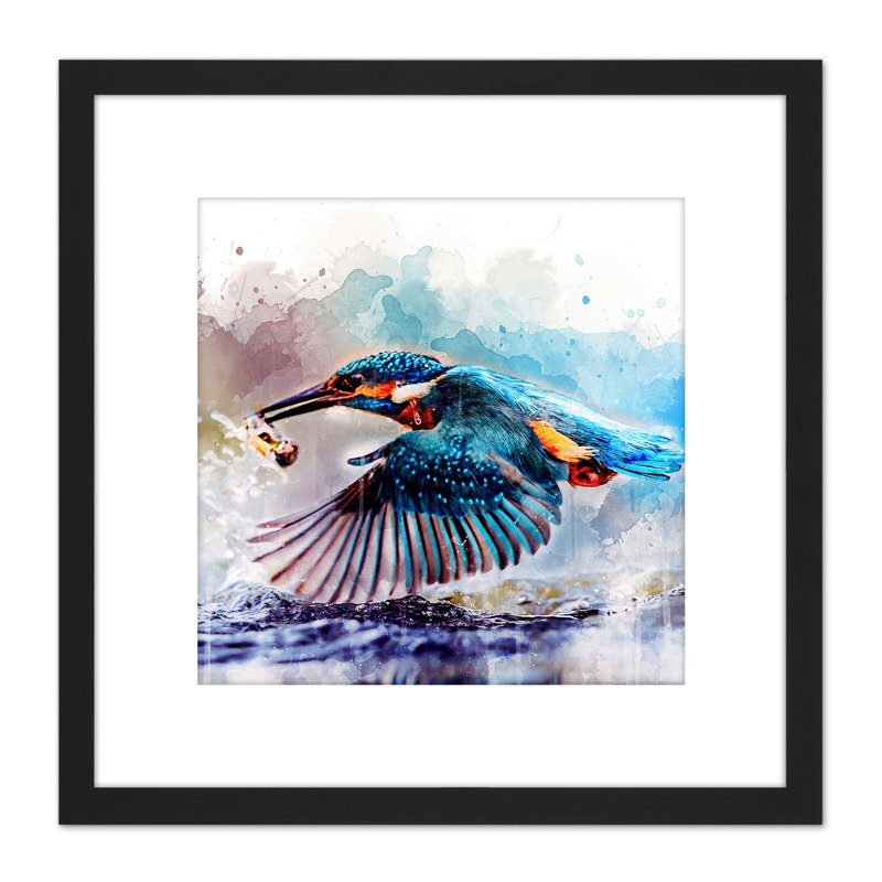 Watercolour Filter Kingfisher Bird River Photo 1 Piece Single Picture Frame Painting